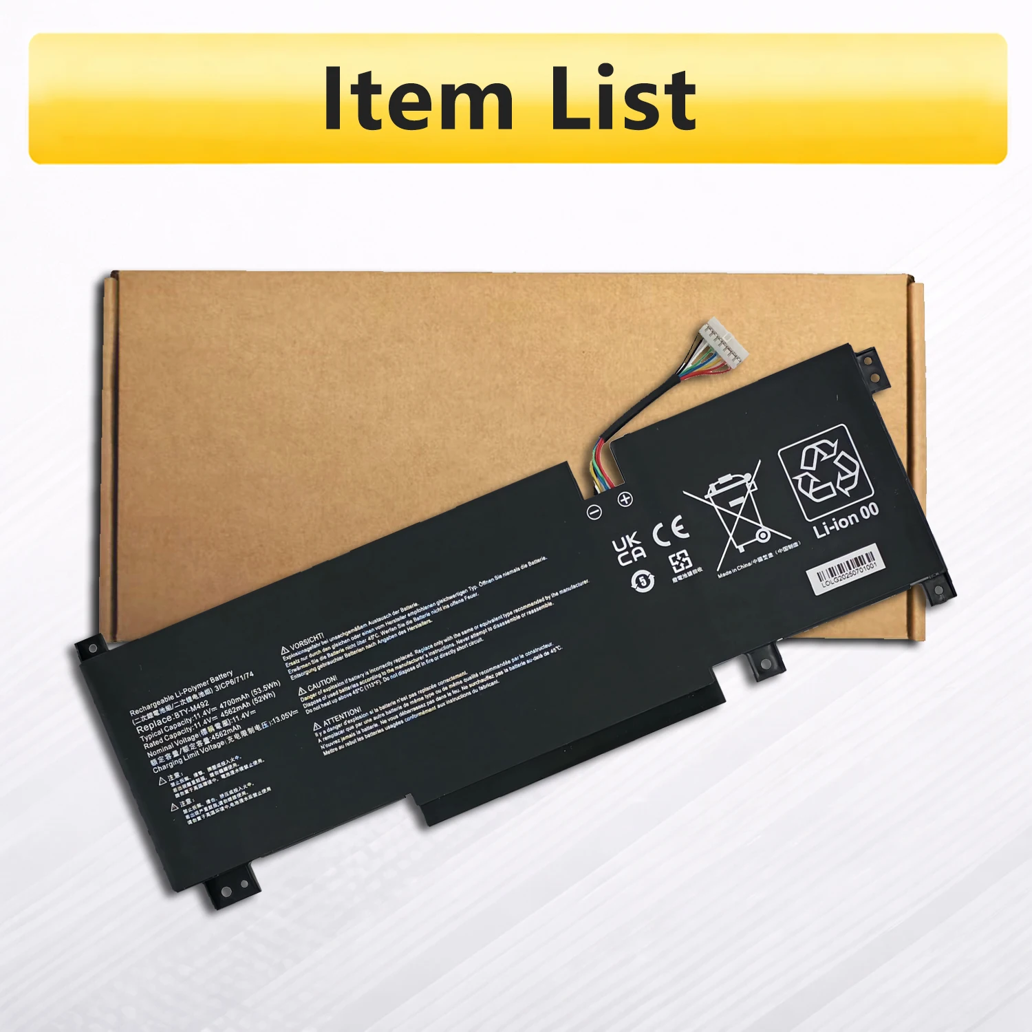 Аккумулятор PowerHub BTY-M492 11.4В 53.5Втч для ноутбуков MSI Katana GF66 GF76 Pulse GL66 GL76 Sword 15 (art.: 3920dcd2e4a43) - 3920dcd2e4a43