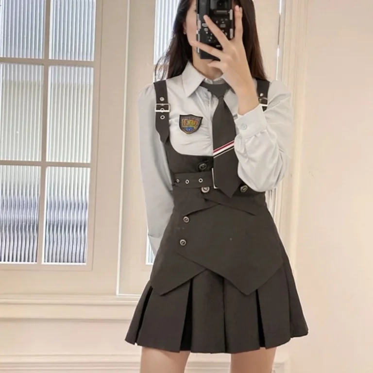 Женская рубашка с длинным рукавом в стиле преппи американском Приталенный жилет