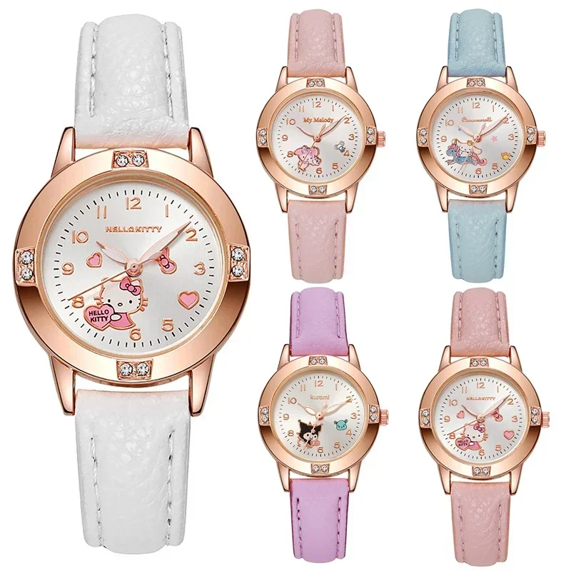 Часы Sanrio Hello Kitty Kawaii Kuromi Cinnamoroll кварцевые повседневные модные наручные часы Melody
