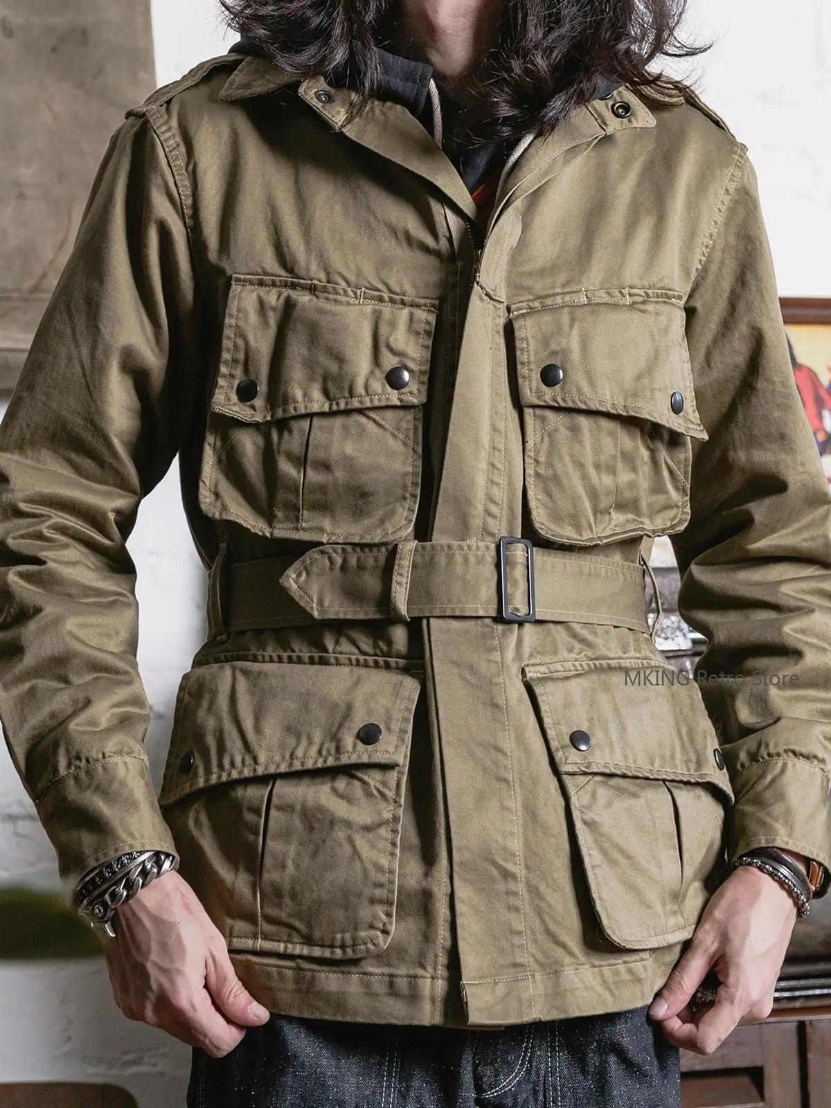 Фото Прочная полевая куртка для десантника Bronson M-42 PARACHUTE, саржевая куртка цвета хаки, воздушно-десантная дивизия №2