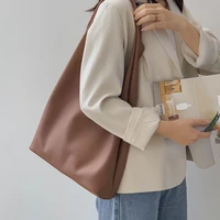 pu leather fashion large capacity shoulder bag for women 2022 new trendy solid big ladies simple totes travel handbags purses
