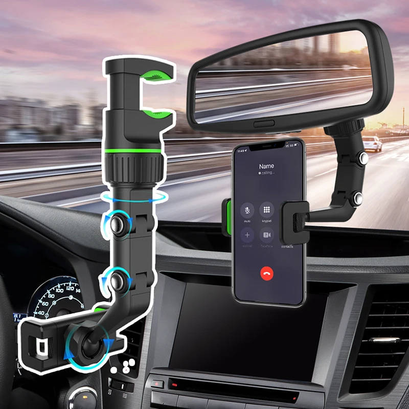 

Car Phone Holder Multifunctional Rotatable Auto Rearview Mirror Seat Hanging Clip Bracket Cell Phone Holder For Car Mount