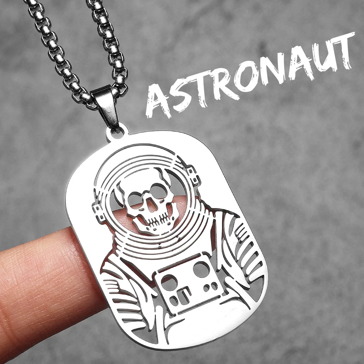 Череп космонавт уникальные полые мужские ожерелья кулон из нержавеющей стали
