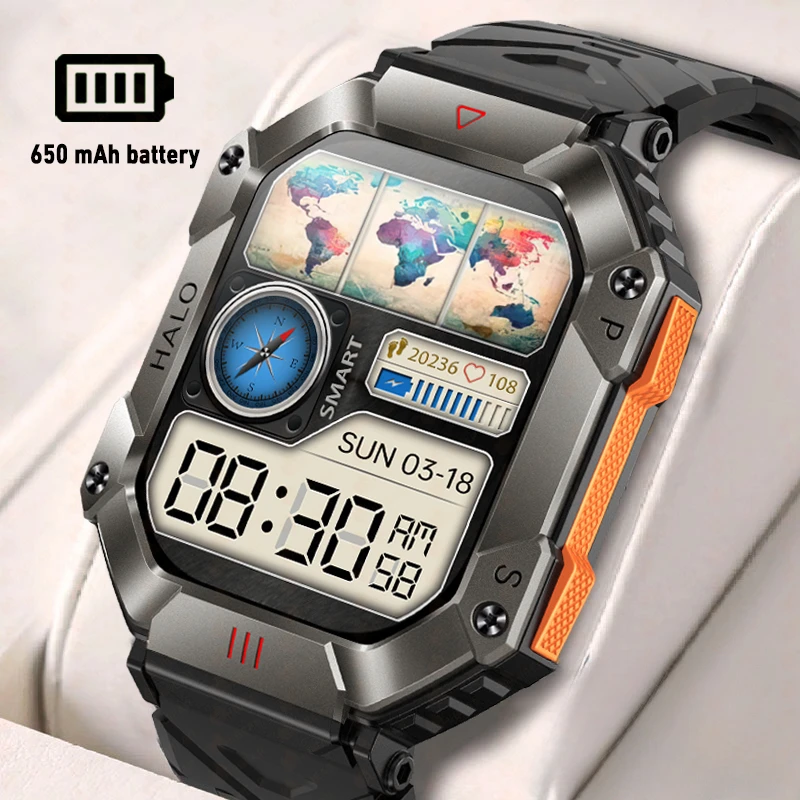 

2.0 inch Military Outdoor Smart Watch Men 650 mAh Large Battery GPS Sports Track Fitness Watch 2023 Bluetooth Call Smartwatch