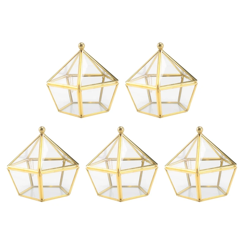 

5X Glass Ring Box Wedding Jewelry Case Immortal Flower Glass Cover Creative Home Decoration