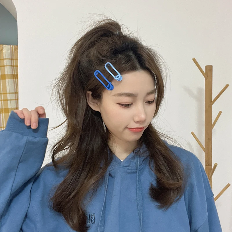 

Металлическая Геометрическая заколка для волос 3 шт./компл. градиентная овальная ажурная боковая заколка заколки для волос карамельных цве...