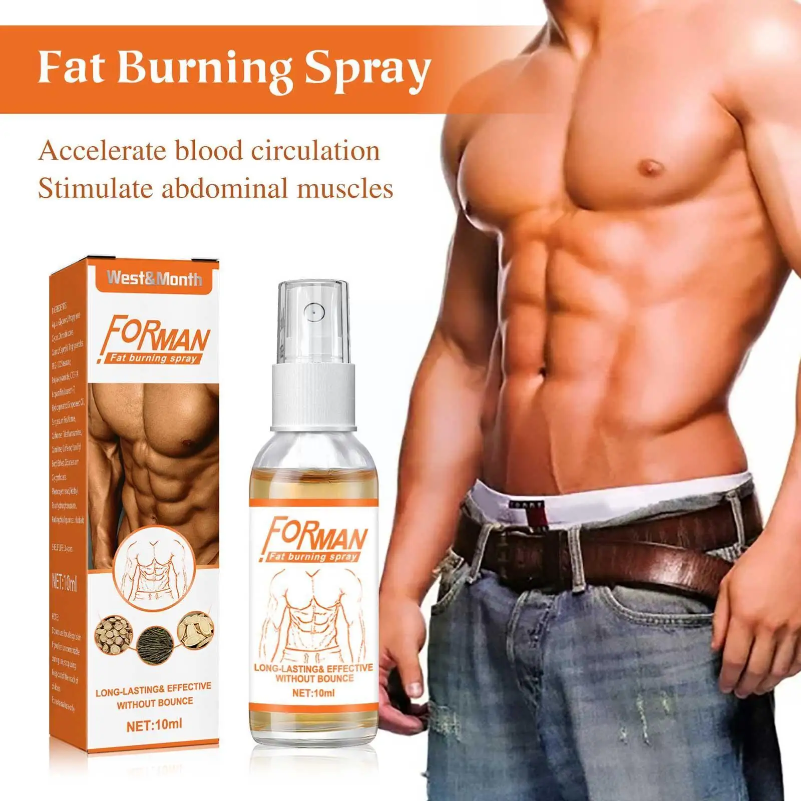 

Men's Abs Spray Anti-Fat Burning Strong Men's & Women's Abdominal Strong Muscle Slimming Spray Fitness F8W7