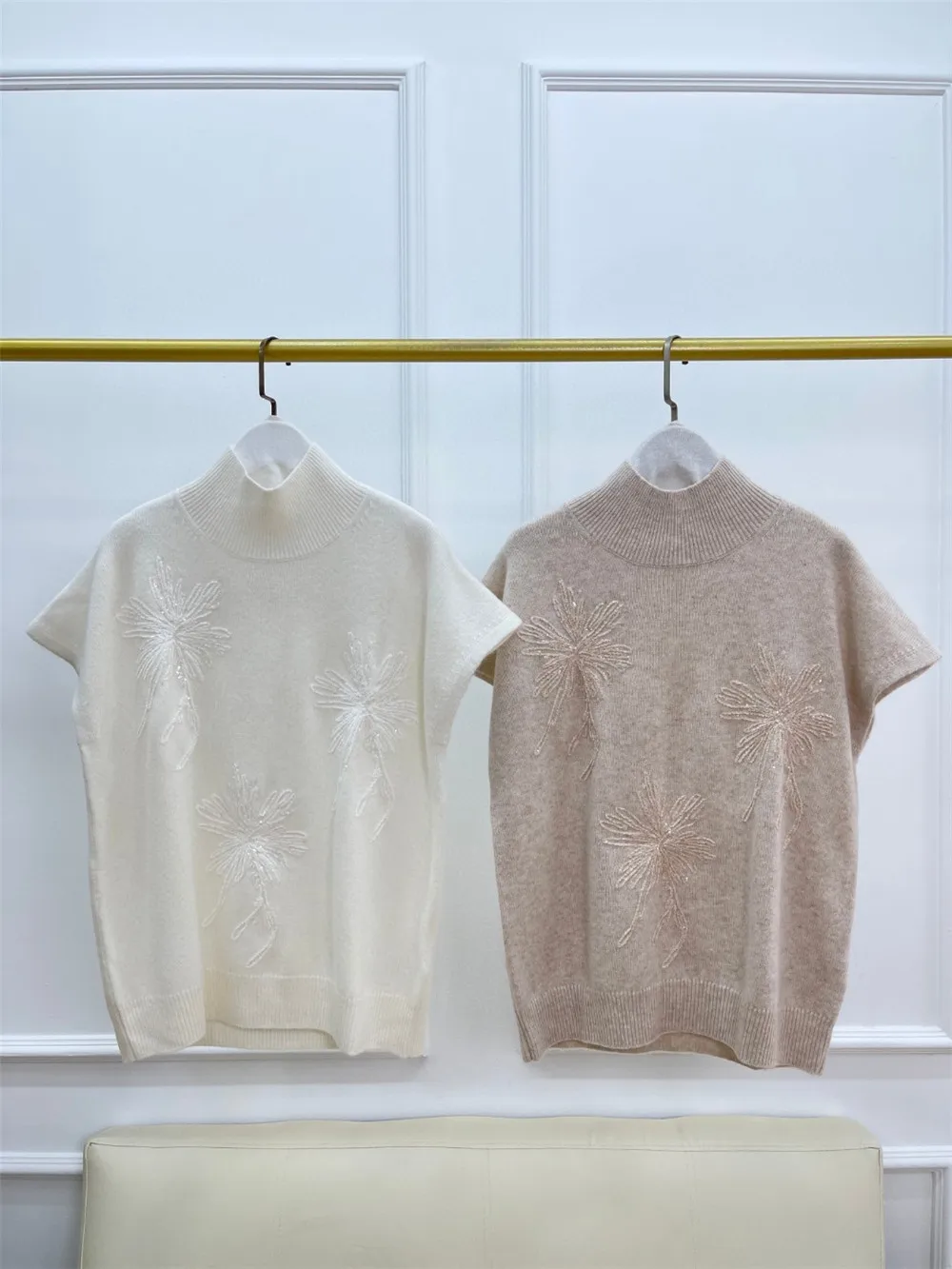 Высококачественный Женский плотный кашемировый пуловер с цветочной вышивкой