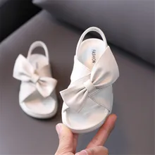 New Summer Kids Sandals For Girls Leather Toddler Shoes Bowtie Soft Sole Sandale Enfant Fille Fashion Slippers For Children