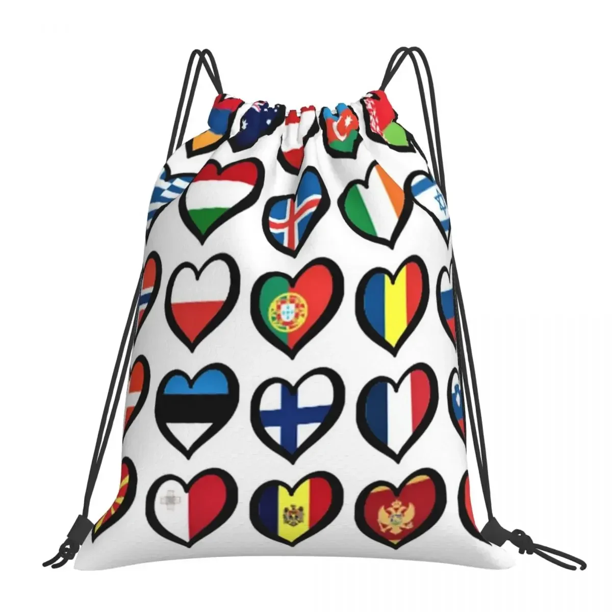 

Рюкзак с флажками и сердечками Eurovision Song Contest, вместительная детская школьная сумка, сумка на плечо, рюкзак для ноутбука, дорожный рюкзак