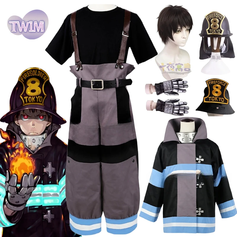 Костюм Shinra Kusakabe пальто брюки куртки Fire Force аниме карнавальный костюм Enen no Shouboutai