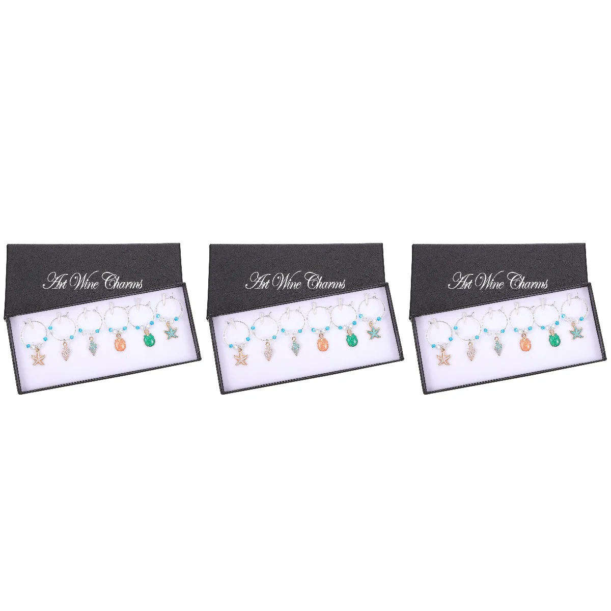 

Glass Charms Marker Party Tags Logo Decoration Supplies Drink Rings Bottle Markers Beach Coastal Drinking Table Tag Identifiers