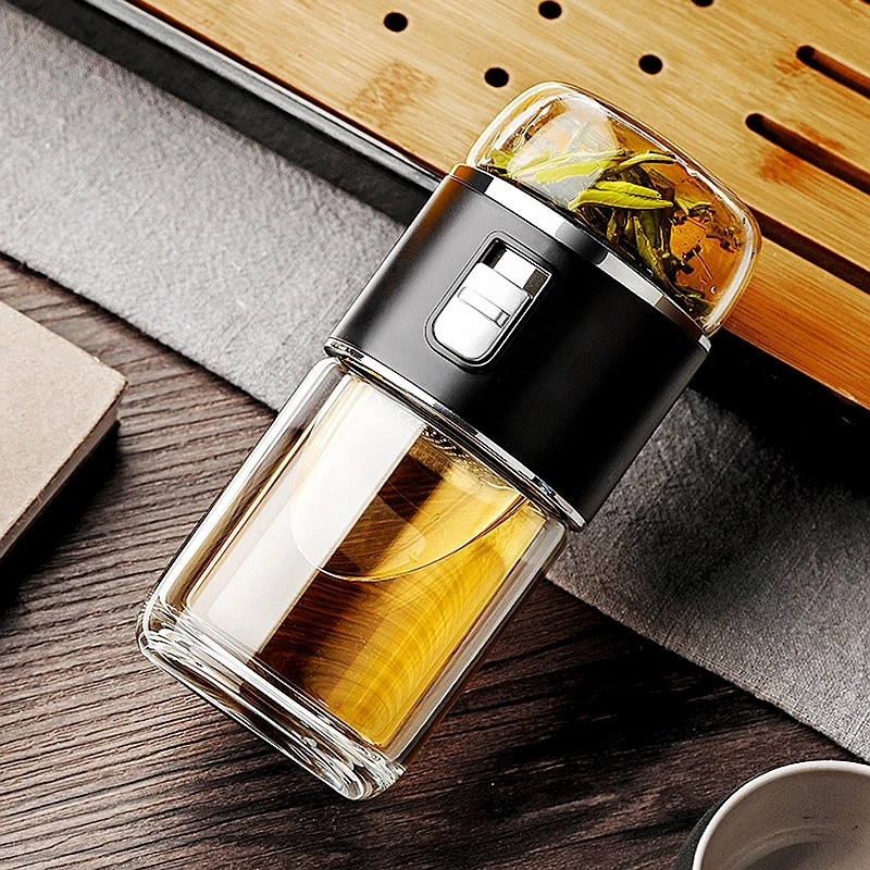 Разделительная чашка для чая и воды прозрачное Двухслойное стекло с одним ключом