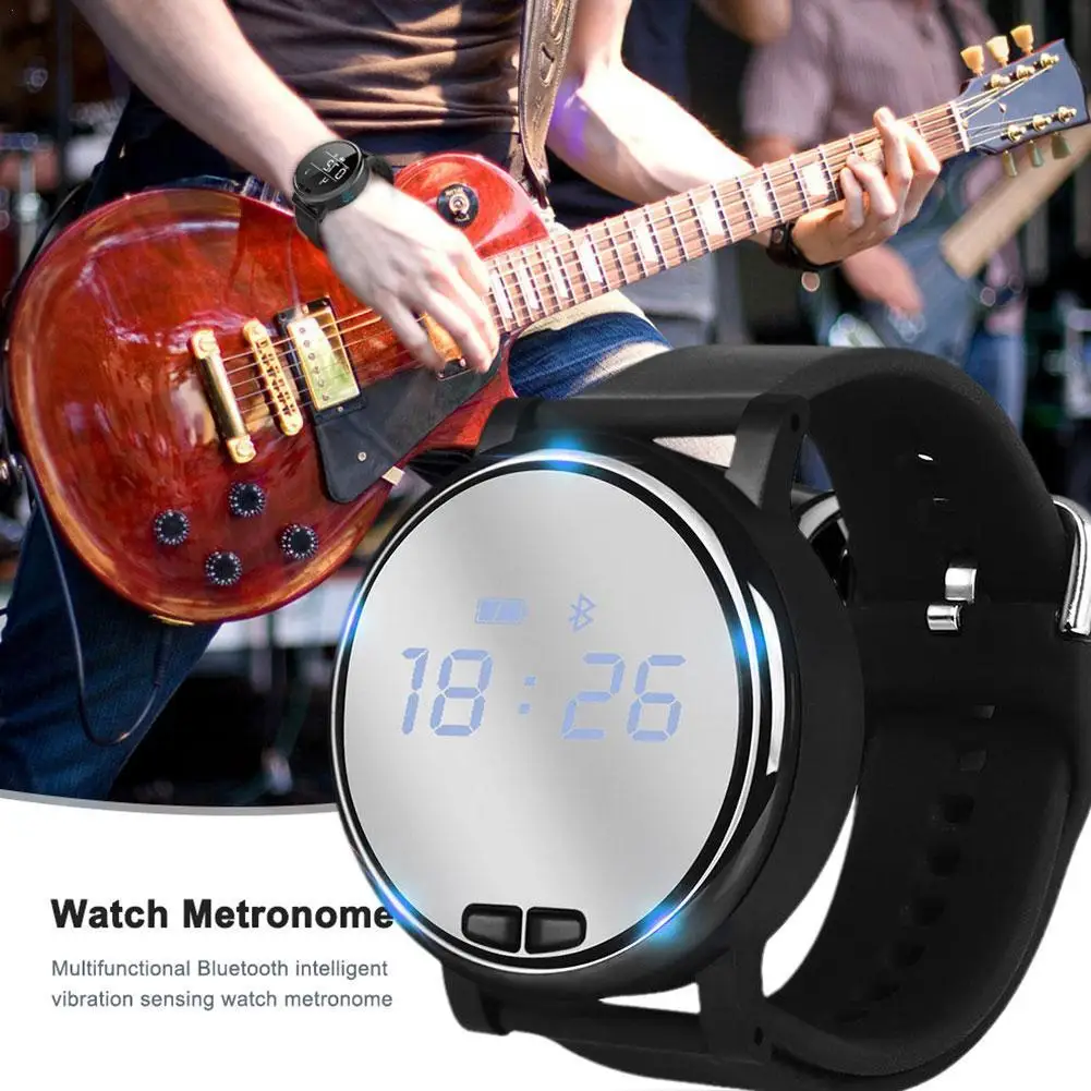 

Новинка, совместимые с Bluetooth часы, метрономы, силиконовые металлические цифровые часы, аккорды, аксессуары для практики метронома, гитары