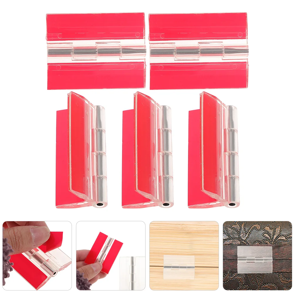 

5 Pcs Self-adhesive Hinge Acrylic Hinges Replacement Plastic Glass Board Cabinet Continuous Door