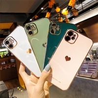 love heart plating phone case for iphone 13 12 mini 11 pro xs max xr x 8 7 plus se 2020 cover silicone soft tpu back funda
