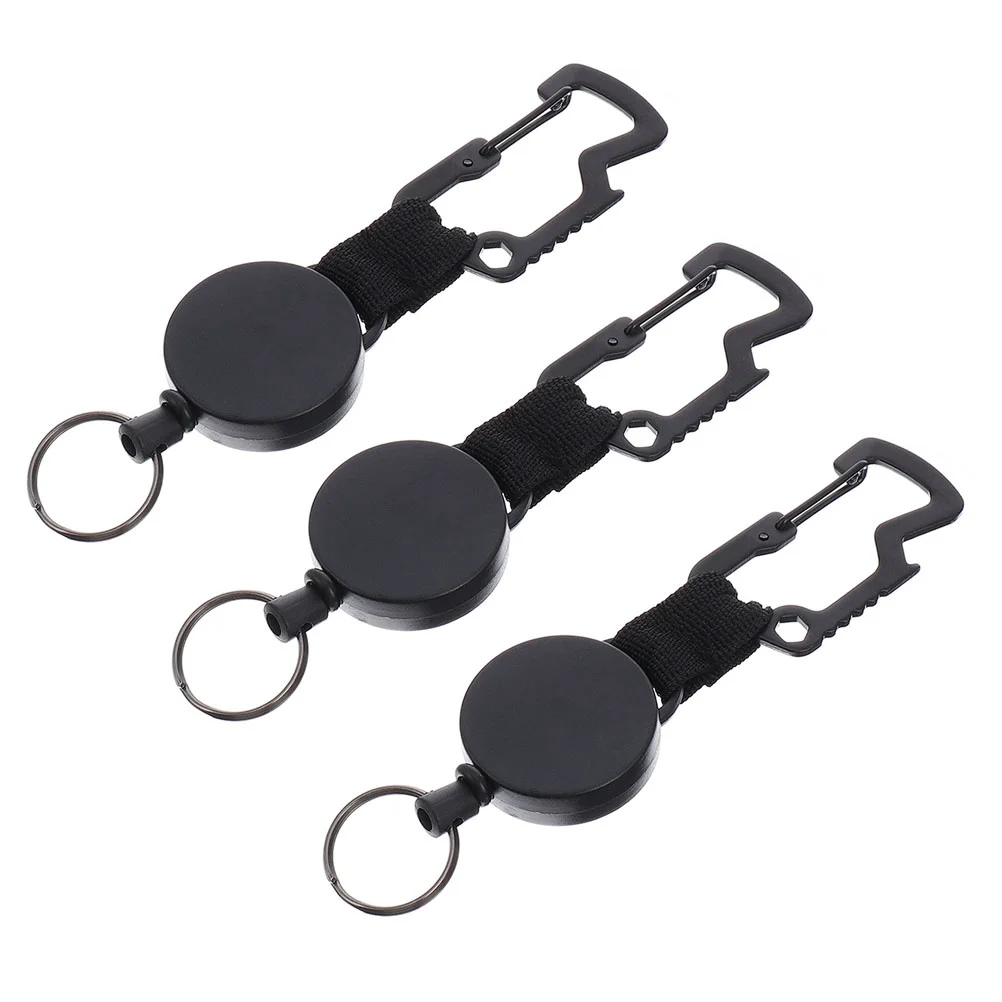 

Retractable Carabiner Keyring Key Holder Keychain Reel Lanyard Chain Badge Wire Lock Clip Multitool