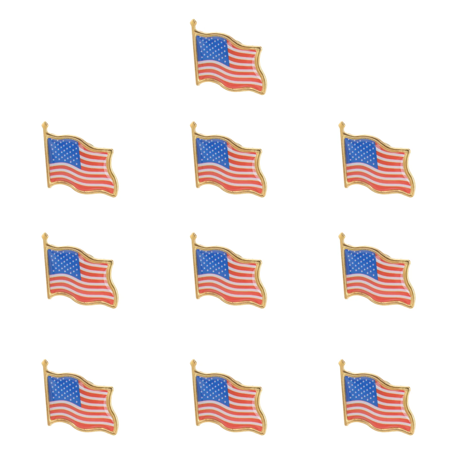 

10 PCS Vintage Accessories US Flag Brooch Gifts Men American Pin Rhinestone Hat Badge