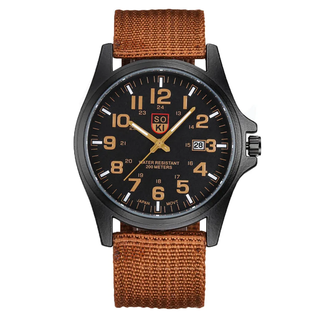 

SOKI Fashion Men's Military Watch Woven Nylon Belt Calendar Quartz Watch relogio masculino часы мужские наручные relogio masculi
