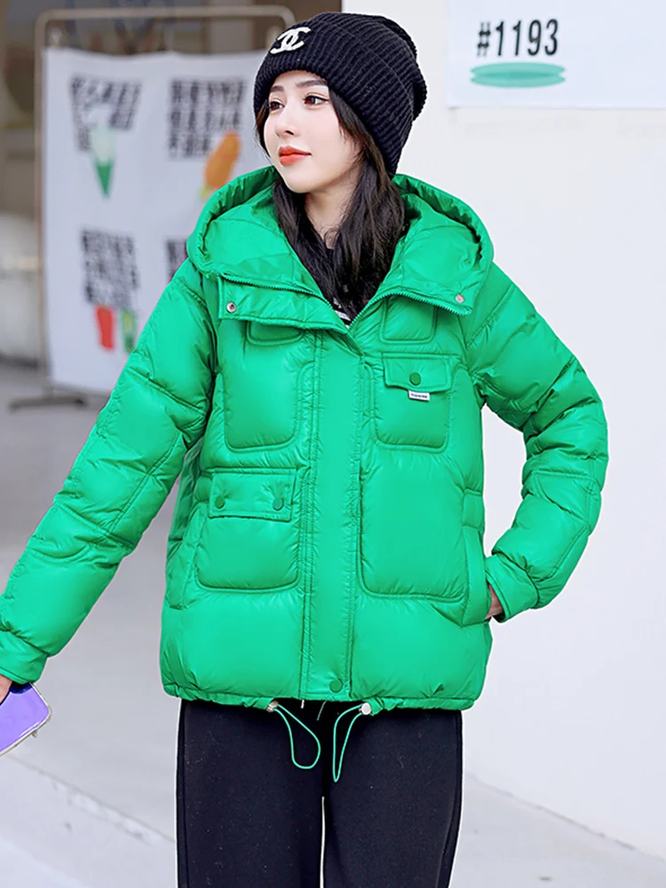 7 Candy Colors Women Winter Parka Korean Style Female Hooded Padded Thicken Coat Loose Oversized Parka Fashion