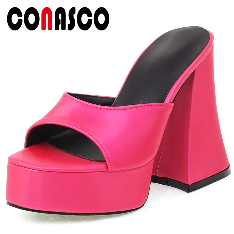 

Женские сандалии CONASCO, модные пикантные выразительные летние тапочки на толстом каблуке, женские туфли-лодочки для вечерние НКИ, ночного клуба