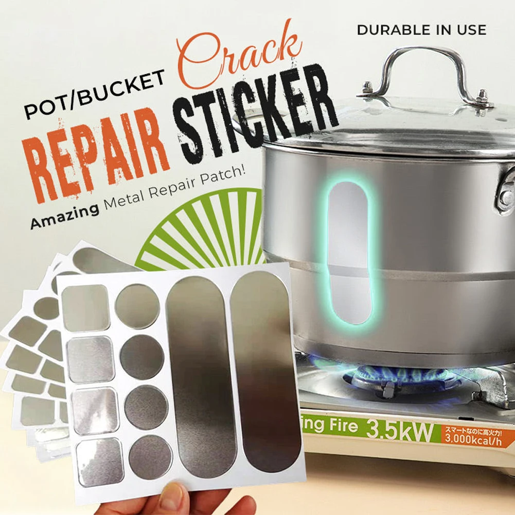 

100pcs Stainless Steel Pot/bucket Cracks Repair Patch Sticker Kit Waterproof High Temperature Resistant Aluminium Adhesive Tape