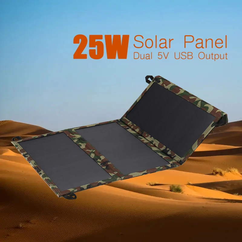 

25W Solar Panel Complete Kit Dual USB Solar Plate Cell Charger Portable For Hiking Camping Mobile Phone Power Bank Charging