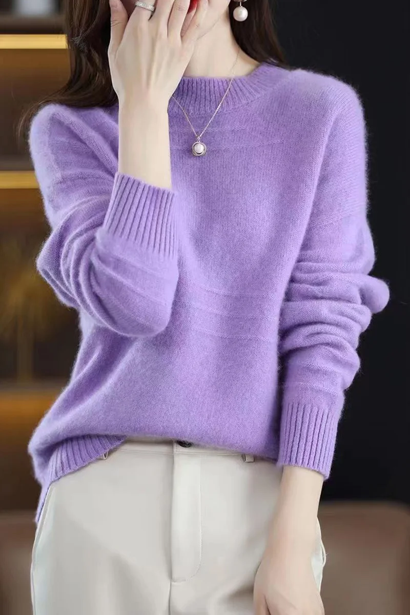 

Cashmere Elegant Sweater Women Soft Knitted Basic Pullovers Mock Neck Loose Warm Cashmere Sweater Women