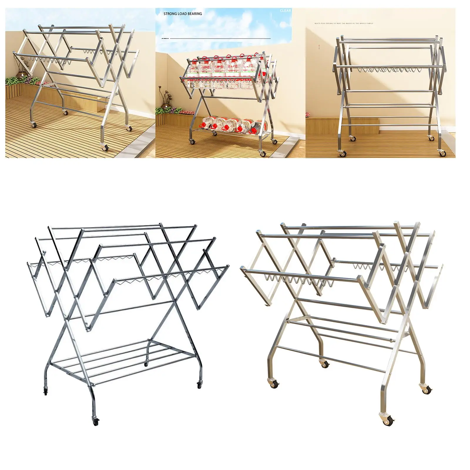

Movable Clothes Drying Rack Multifunctional Indoor and Outdoor Clothes Hanger