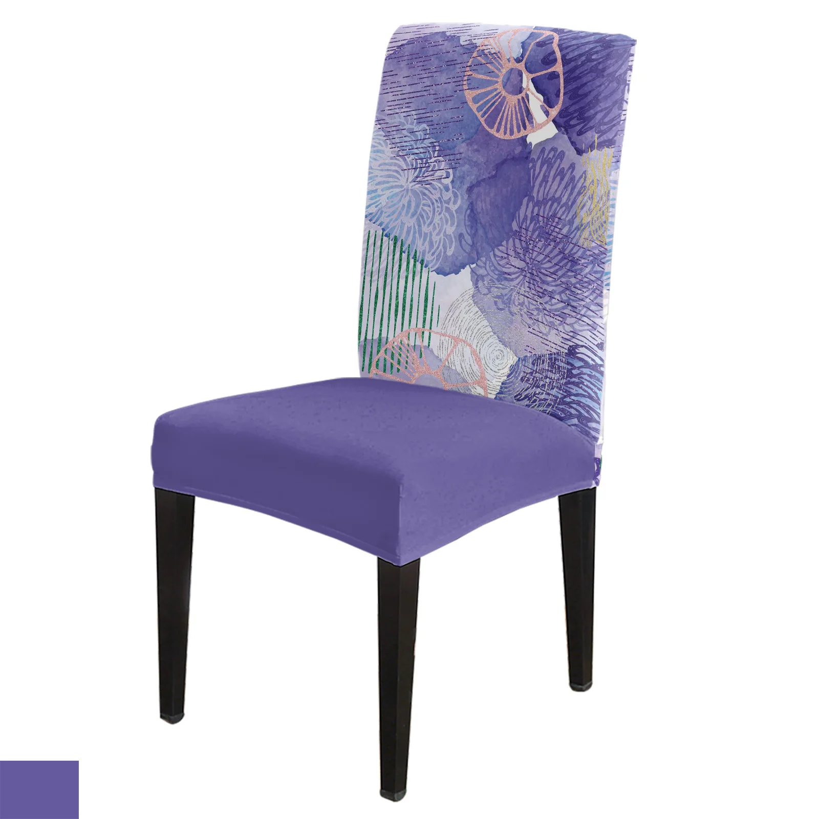

Watercolor Flower Purple Chrysanthemum Table And Chairs Chair Covers Living Room Wedding Supplies Dining Chair Cover Elastic