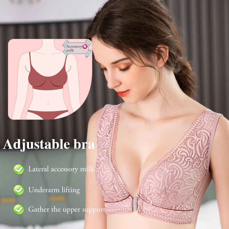 

Front buckle large chest underwear for women with no steel ring and beautiful back, gathered and folded breasts, bra, tank top,