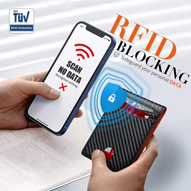 Мужской кошелек RFID из синтетической кожи микрофибры двухслойный зажим для денег