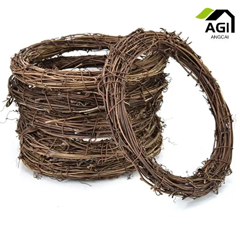 

7.9 Inch Grapevine Twigs Wreath Bulk DIY Vine Wreath Decorations for Front Door Wall Hanging, Natural Craft Theme Festival