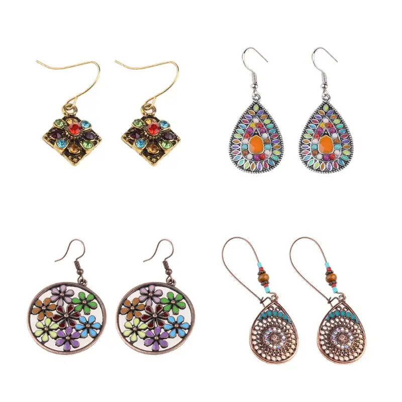 

Multicolor Vintage Boho Ethnic Water Drop Earrings for Women Fashion Trend Indian Jewelry Hanging Dangling Earrings