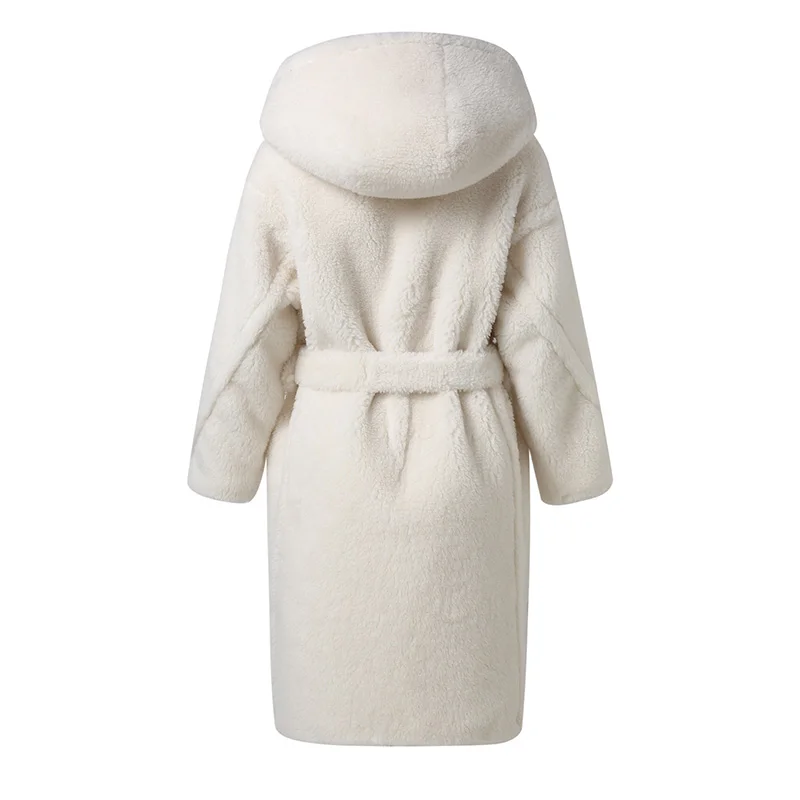 Women Winter Coat Thick Warm Hood Teddy Coats Lady Natural Wool Alpaca Fur Overcoat S5186 enlarge