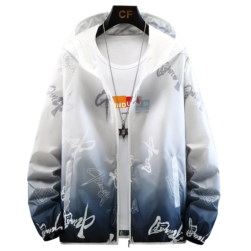 Мужская летняя куртка с капюшоном легкая тонкая ветровка модная Солнцезащитная