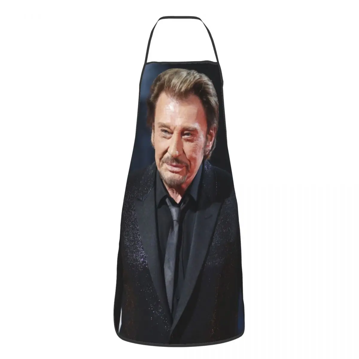 

Funny Johnny Hallyday Bib Apron Women Men Unisex Kitchen Chef Rock Singer France Tablier Cuisine for Cooking Baking Painting