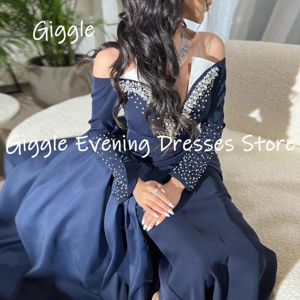 

Giggle Satin Mermaid Off-the-shoulder Sequins Ruffle Formal Prom Gown Floor-length Evening Elegant Party Dresses for Women 2023
