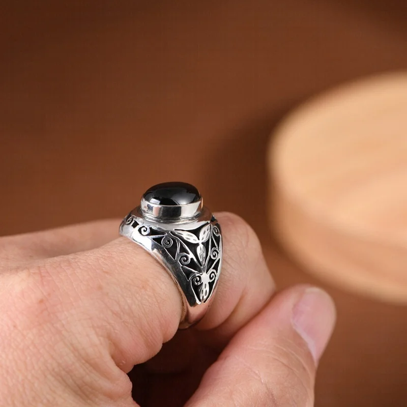 BOCAI S925 кольца-подвески из стерлингового серебра для мужчин ретро вечный