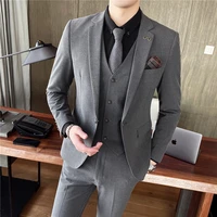 jacketvestpants 2022 mens striped business suit jacketmens slim cotton three piece suitmens plaid groom dress s 4xl