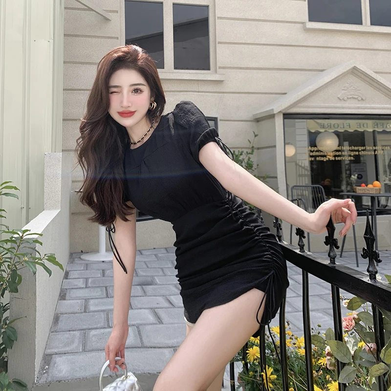 

COIGARSAM женское летнее платье 2022 черные платья Прямая поставка