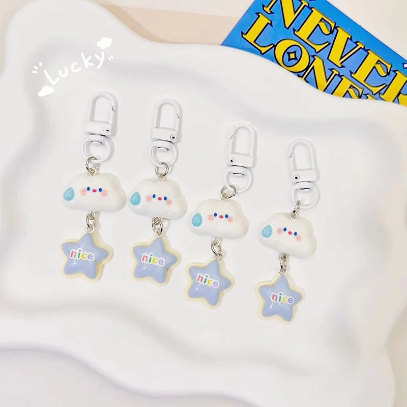 

Cute Cartoon Cloud Star Keychain Pentagram Pendant Charm Key Chain For Girls Children Bag Decoration Car Key Ring Accessories