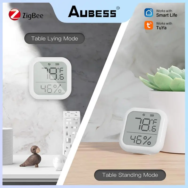 

Aubess Smart Zigbee Temperature Humidity Sensor Indoor Hygrometer Thermometer Detector Smart Life Remote Work With Alexa Google