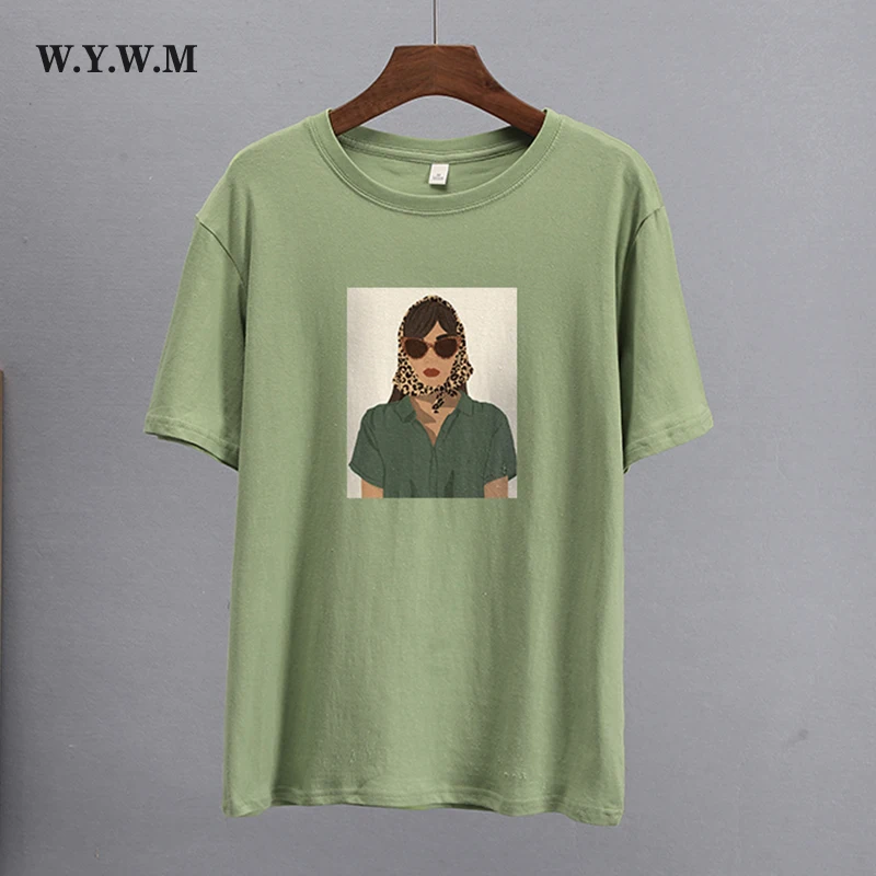 

WYWM Summer Kawaii Cartoon Printed T Shirts Women Korean Fashion Soft Cotton Cool Graphic Clothes Casual Oversized Female Tops