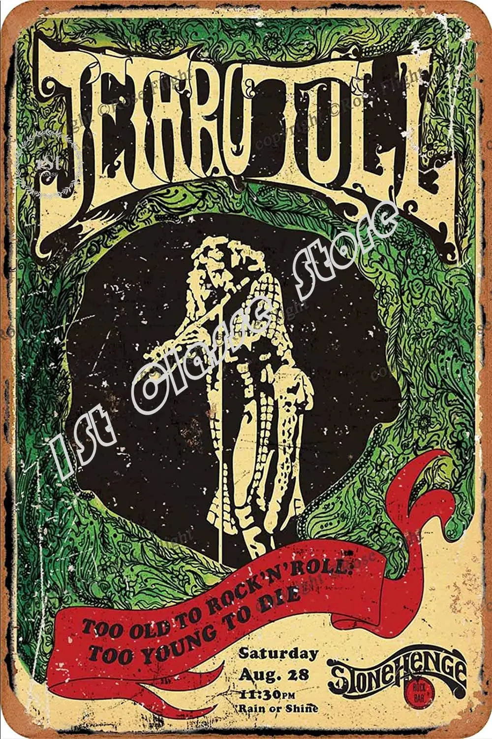 

Cartel retro de Jethro-Tull Too Old to Rock N Roll Too Young to Die de , para de pared, para bar, dormitorio, oficina, hotel