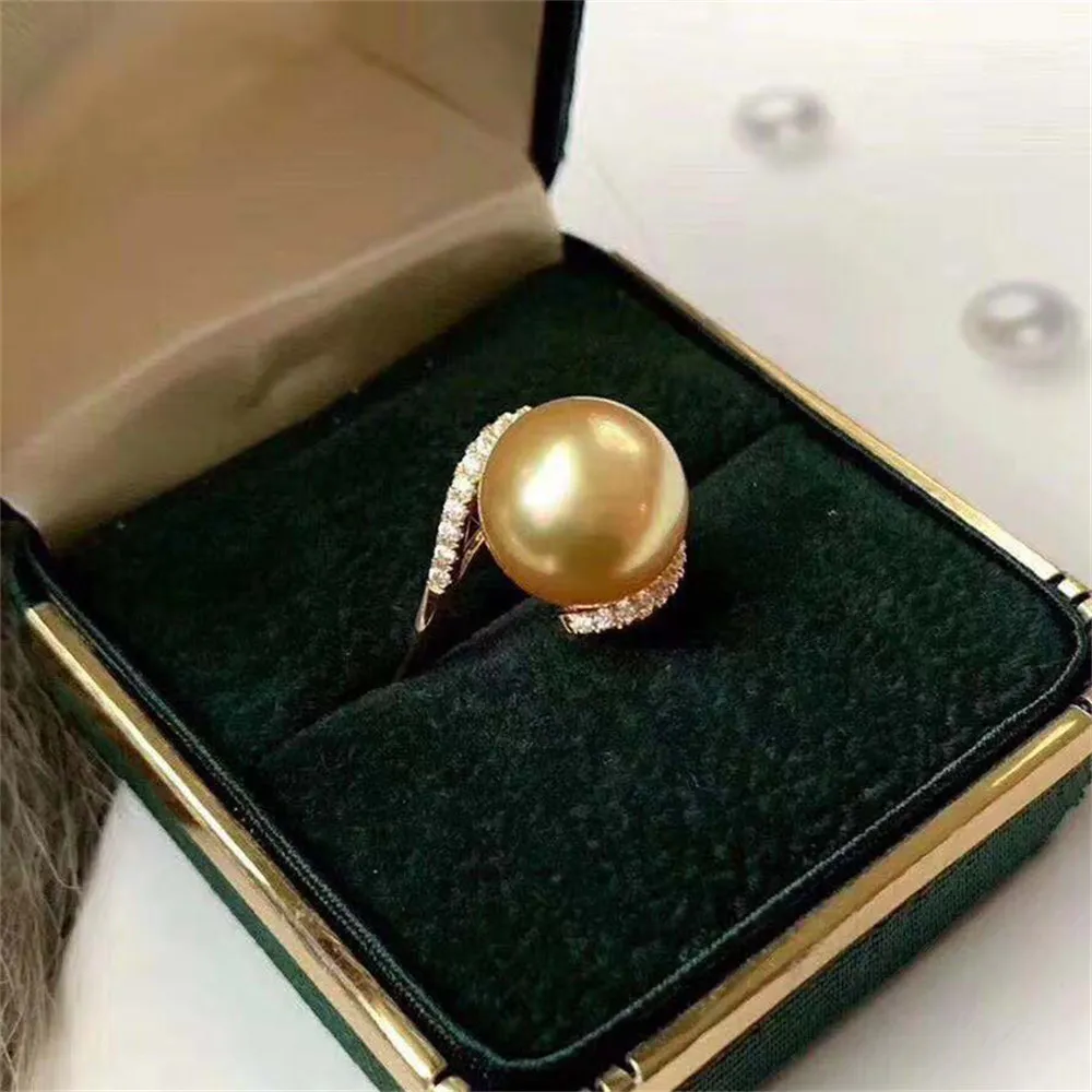 

Micro-set zirconia 18K gold clad half-hole bead bracket ring fashion light luxury diy crystal pearl empty bracket ring