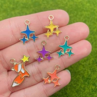 20pcsset colorful star fox pendant sweet enamel color alloy charm for jewelry making earrings bracelet craft handmade finding