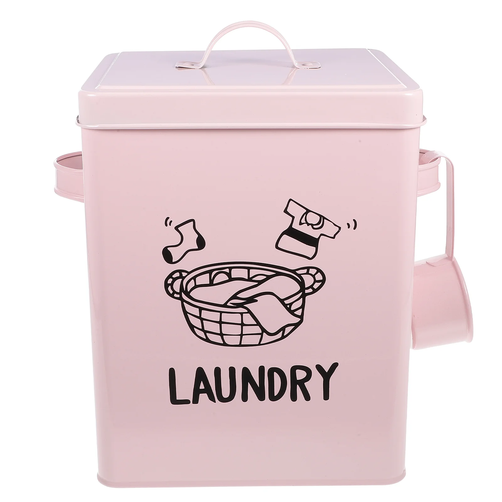 

Laundry Detergent Powder Container Storage Room Holder Box Bin Metal Washing Canister Organization Bucket Tin Dispenser Scoop