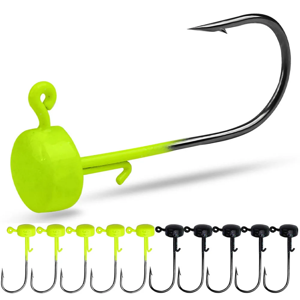 

10Pcs Fishing Hook 3 Size Ned Rig Jig Mushroom Jig Hooks Baits Fresh Salt Water Weedless 1/10oz 1/8oz 1/6oz For Soft Lures