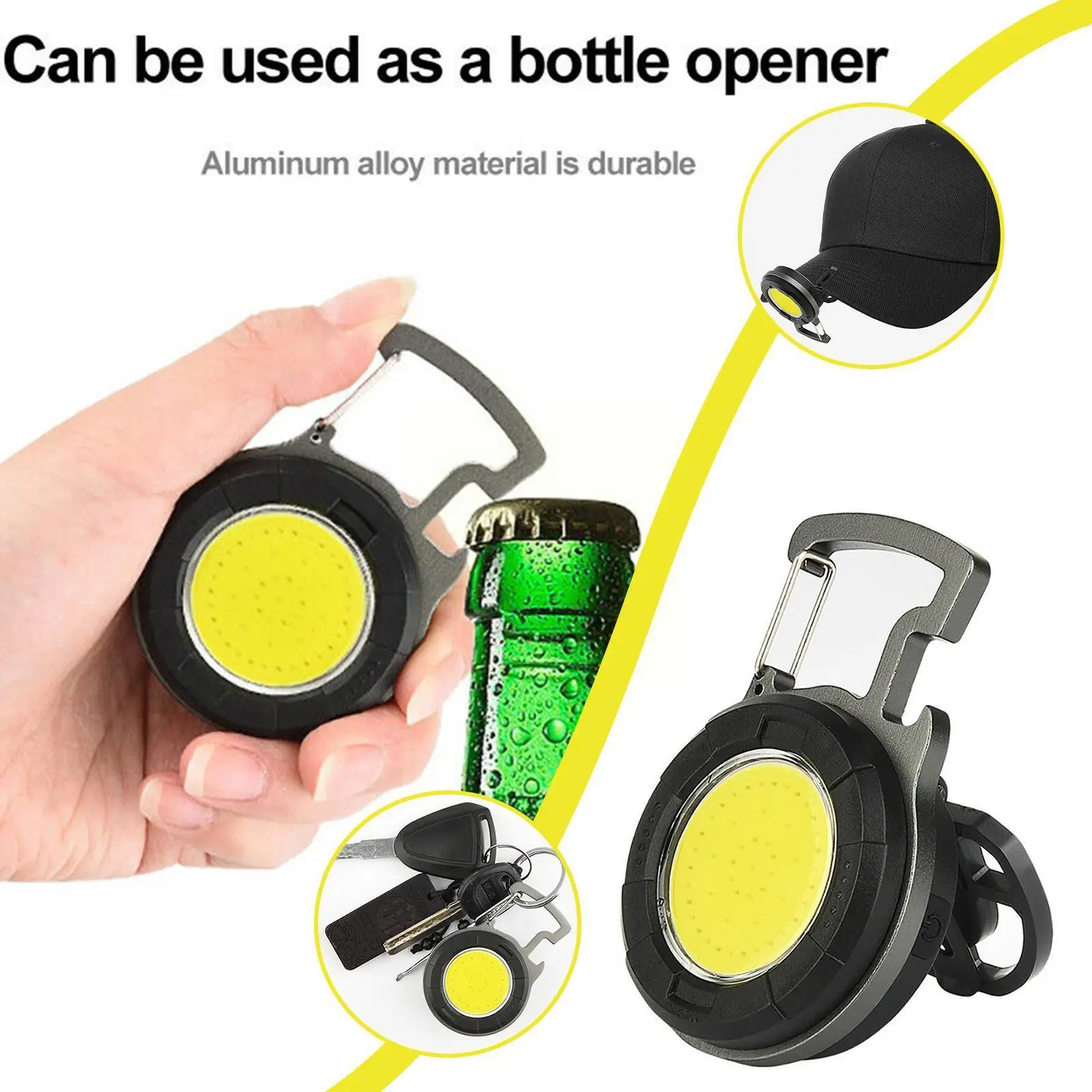 

2022 New Brightness Mini Work Light Strong Magnetic COB Small Torch Keychain Portable Multifunctional Outdoor Light Recharg W4H0